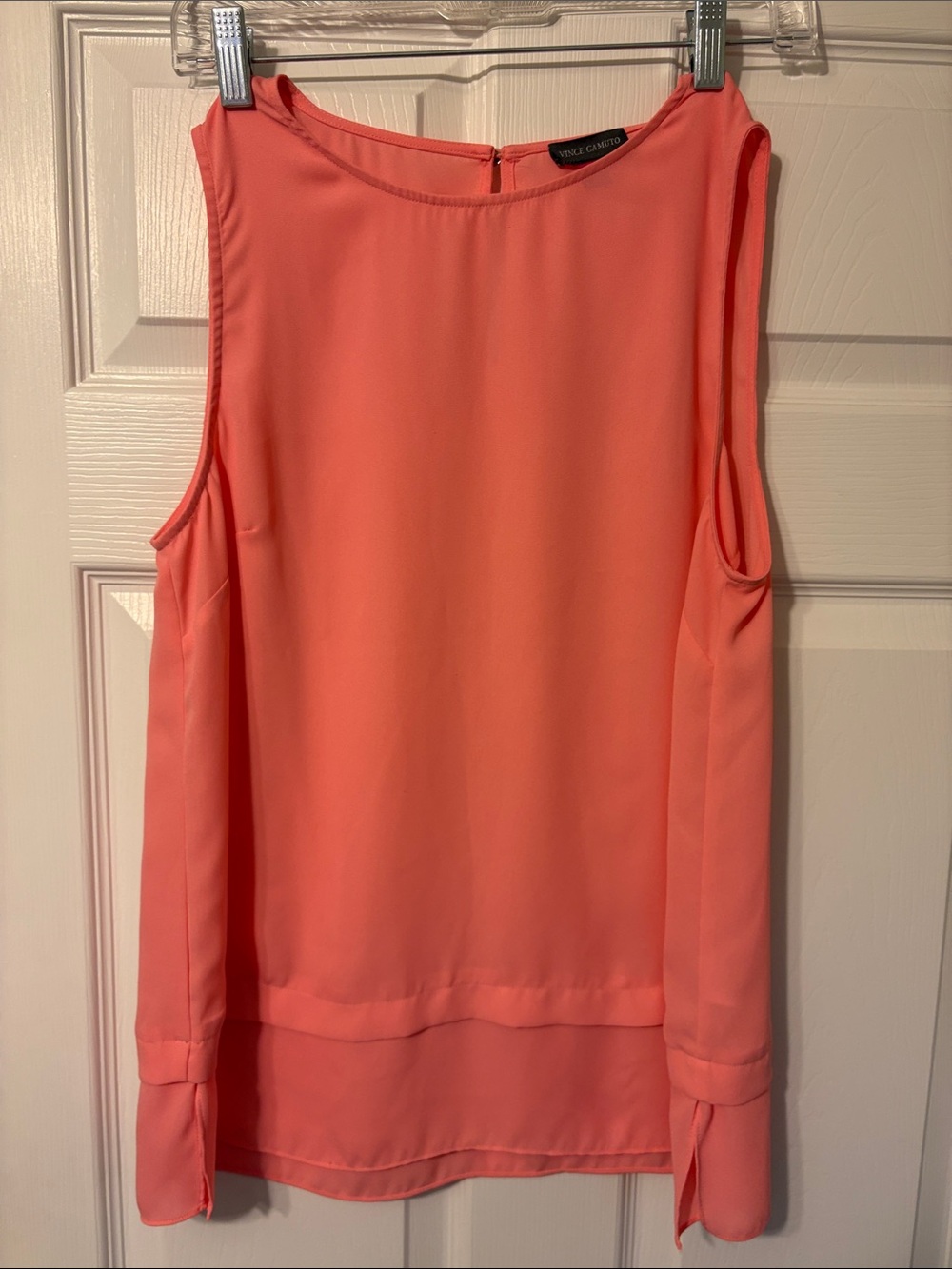 Vince Camuto Coral-Peach Sleeveless Layered Hem Camisole